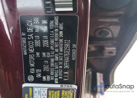 2018 Kia Forte Lx from USA, damaged, VIN 3KPFK4A78JE259612